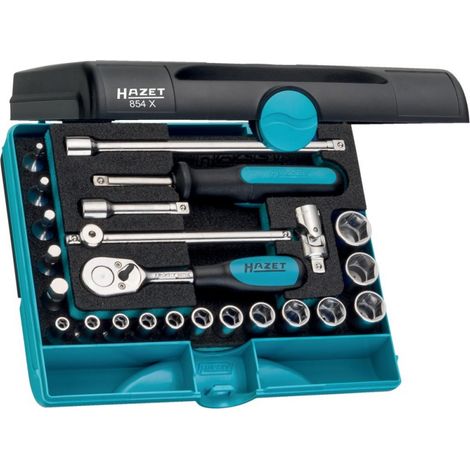 Gioco Chiavi Scavano Prese Quadrati 1/4 "30- Parti Inox Hazet