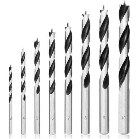 Jeu de Forets à Bois 3mm-10mm 8Pcs Mèche Hélicoïdaux para Bois Professional Foret Brad Point pour Bois (1/4)