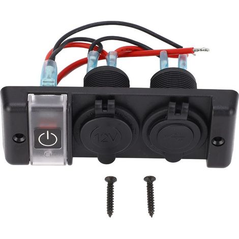 Panneau de commutation combiné d'alimentation 3 en 1, disjoncteur de lumière rouge, Double USB et prise allume-cigare 12V pour voiture, camping-car, bateau (1/4)