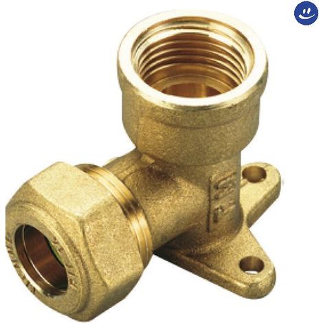 RACCORDO CURVO FEMMINA FLANGIATO A COMPRESSIONE CON O-RING GIALLO PER GAS TIEMME Ø18 x 1/2