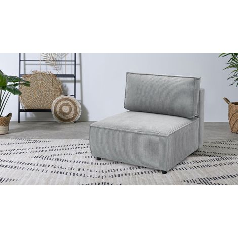 BOBOCHIC - Chauffeuse 1 place pour canapé modulable NIHAD tissu velours côtelé   Gris clair (1/3)