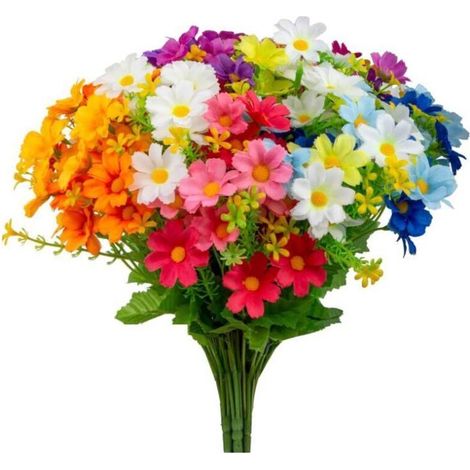 ramos de margaritas artificiales estas flores artificiales para exteriores son hermosas y naturales, aptas para uso en interiores y exteriores, en el jardín o en el porche. (1/5)