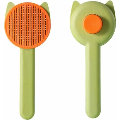 (Vert)Brosse Chiens Chats,Brosse pour chiens,Brosse pour chats,Brosse à enlever les poils pour animaux de compagnie à poils longs et courts,Clean Pet Hair with One Click,Massage Peigne (1/5)