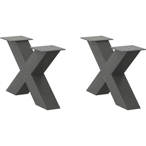 Couchtischbeine X-Form 2 Stk. Anthrazit 50x(30-31) cm Stahl