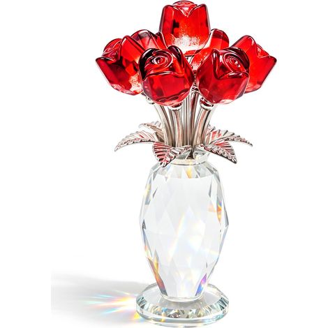 Roses en cristal, élégante rose en cristal, fleur en verre, maison, bureau et personnes amoureuses. (1/5)
