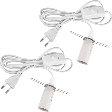 E14 Lampenfassung mit Kabel und Schalter, 2er Pack, PVC Kupferkern – Weiß, E14 Sockel für Salzlampe DIY Lampe hängend (1/5)