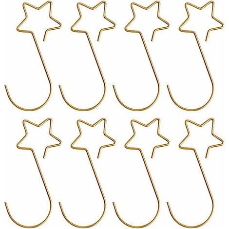 100 Pieces,Attache Boule de Noel,Cintre de Suspension pour Arbre de Noël,Crochets pour Boules de Noël en Forme de S,Cintre à Boules,Crochets d'Ornement de Noël,Crochet de Noel. (Or étoile) (1/5)