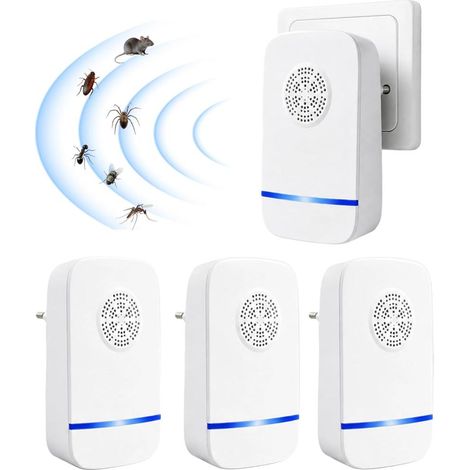 4 Ultraschall Mäuse- und Rattenvertreiber, elektrische Nagetierabwehr, Wandsteckdose, für Haus und Keller (1/3)