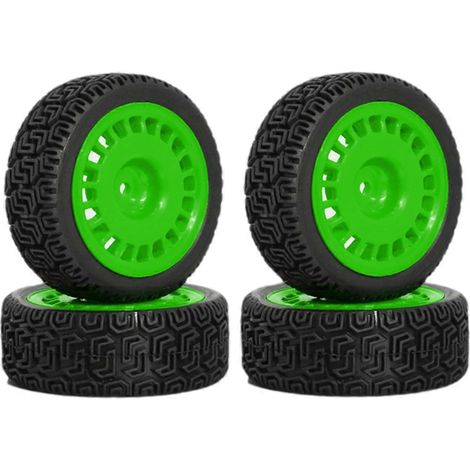 Satz mit 4 grünen 68-mm-Autoreifen aus Gummi (1/5)