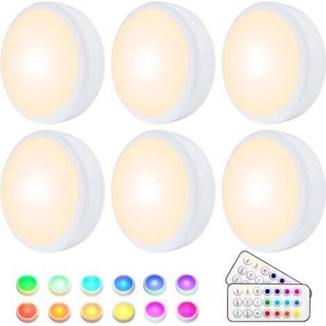 Pr Closet Lamp, 16 Colors Wireless RGB LED Night Light, LED Stair and Game Light, with 2 Remote Controls and Timing Function, Pack of 6 (1/5)