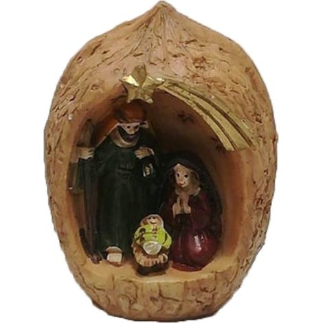 Natività presepe di natale nella noce grotta capanna natalizia idea regalo per decorazioni addobbi casa set da 3 (1/5)