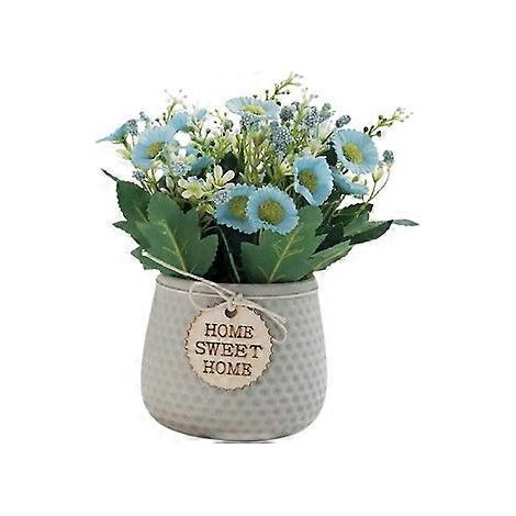 Plante artificielle grise en forme de marguerite avec pot en céramique pour intérieur et extérieur - Décoration de table (1/2)
