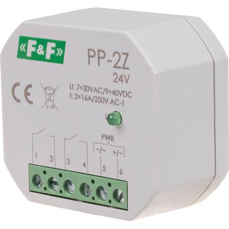 Relé electromagnético ff pp-2z 24v 16A indicador LED montaje empotrado (1/2)