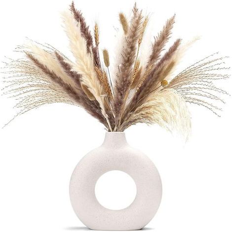 Creative ins Nordic style, white ceramic vase dried flowers home office decoration craft ornaments, vase set (1/4)