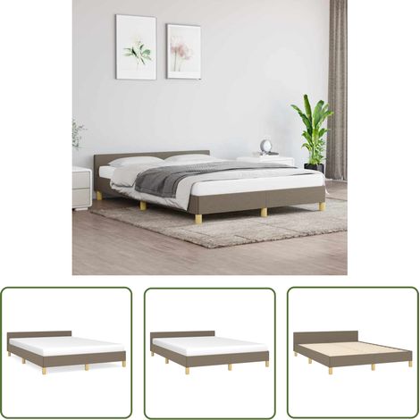 The Living Store Bettgestell ohne Matratze Taupe 140x200 cm Stoff - Bettesrahmen - Doppelbett - Lattenrost - Kopfteil - Taubenfarbenes Bett (1/5)
