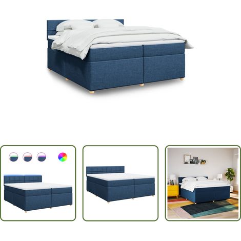 vidaXL Sommier à lattes de lit avec matelas Bleu 200x200 cm Tissu (1/5)