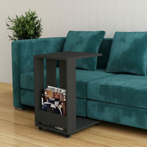Dmora - Wohnzimmertisch Haldus, Niedriger Wohnzimmertisch, Kaffeeregal, Couchtisch für Sofa, 37x45h60 cm, Anthrazit, mit verstärkter Verpackung (1/3)