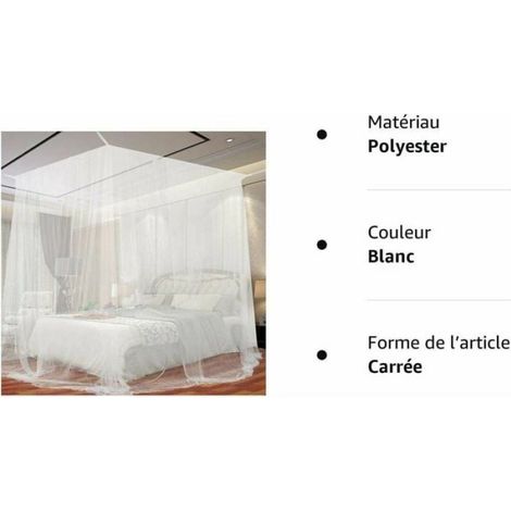 Moustiquaire De Lit - Carrée - 190 x 210 x 240 cm - Pour Intérieur Et Extérieur - Blanc - 1 Pièce (1/5)