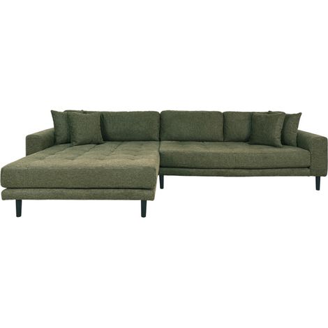 FRED- Canapé d'angle méridienne à gauche en tissu vert olive (1/5)