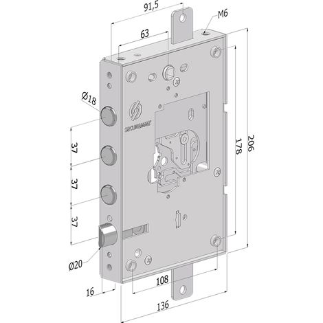 SERRATURA DA APPLICARE TRIPLICE PER PORTE BLINDATE SENZA NUCLEO '250' interasse pistoni 28 mm  - DX  - SECUREMME