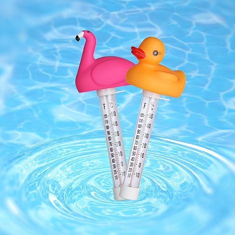 Lot de 2 thermomètres flottants adorables en forme de canard et de flamant rose, jauge de température de l'eau, pour baignoire et spa (1/5)