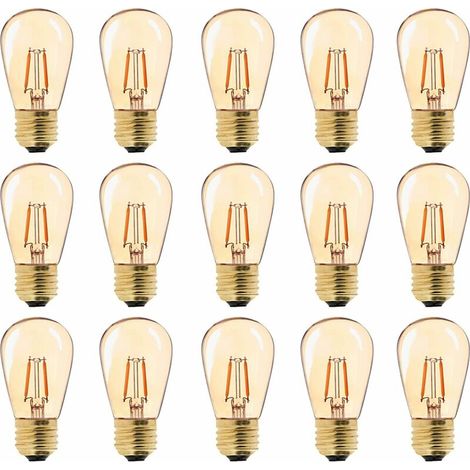 LED-Vintage-Glühbirne E27, ST45, einfach zu montieren, 1 W = 10 W Glühlampe, superwarmweiß 2200 K, E27-Sockel, Nachttischlampe, goldfarbenes Glas, nicht dimmbar, 15er-Pack [Energieklasse G]