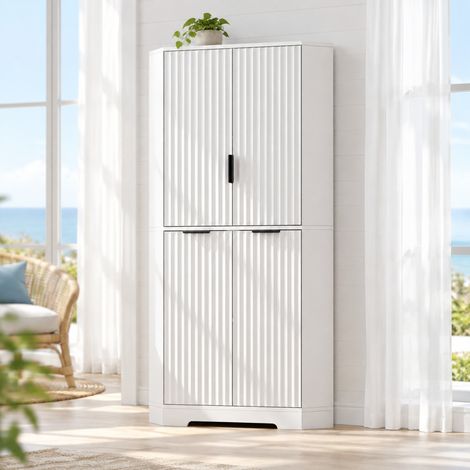 Armadio angolare contenitore 4 ante in MDF bianco 60 x 60 x 172 cm OKWISH (1/5)