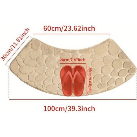 Couleur camel - Petites pierres 4000cm (corail en forme d'éventail 0,8cm) Tapis de sol en polaire corail, tapis antidérapant galets pour toilettes/salle de bain, tapis de salle de bain absorbant pour (1/5)