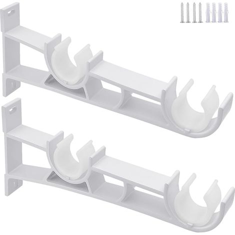 Juego de 2 soportes para barra de cortina doble, soportes para barra de cortina, accesorios para ventanas, soportes para barra de cortina (1/5)