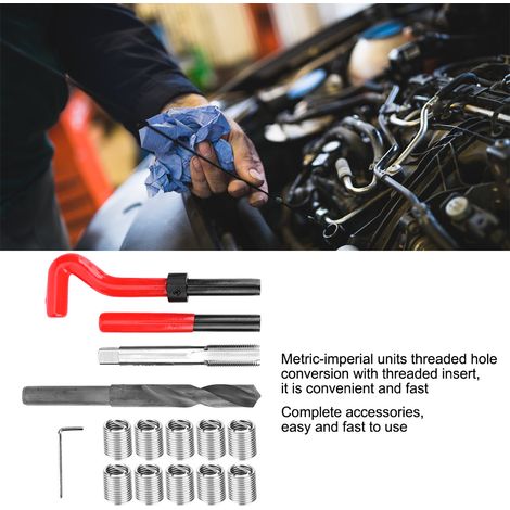 15 pièces Kit réparation taraudage acier inox foret torsadé clé douille filetée auto M14x1.25 (1/5)