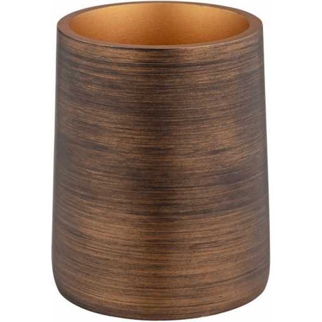 Wenko 25351100 Bicchiere portaspazzolini Palena per conservare strumenti per l’igiene dentale o accessori cosmetici in plastica poliresina di qualità dal design elegante, (L/PxA): Ø 8,5x10,8cm, bronzo (1/3)