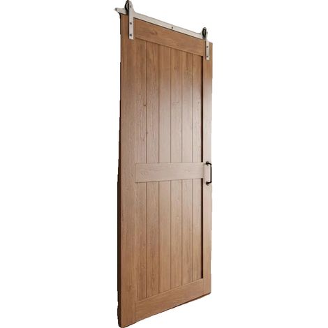 Kit de herrajes para puerta corredera tipo granero, construcción metálica duradera, soporta 150 kg, color verde militar. (1/2)