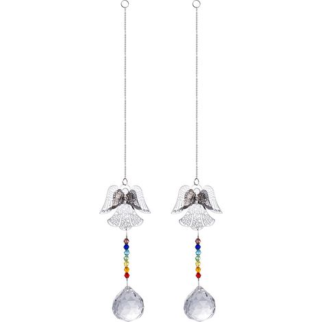 Suncatcher Cristal - Boule Cristal Arc-en-Ciel avec Perles - Décoration Fenêtre Intérieur Extérieur - Lot de 2 (1/5)