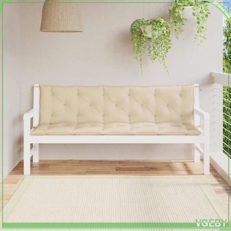 361719 Coussins de banc jardin lot de 2 beige 180x50x7 cm tissu Oxford (1/5)