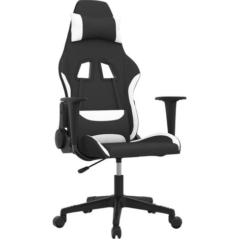 Silla gaming tela negro y blanco vidaXL