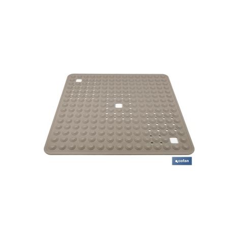 alfombrilla antideslizante con ventosas 60 x 60 cm, goma termoplástica beige piedra (1/4)