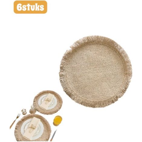 Set di 6 tovagliette con nappe in juta (a spirale) per sala da pranzo, decorazione rustica per la tavola, 38 cm, giallo (1/5)