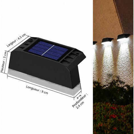 Lampe solaire LED d'extérieur pour escalier et clôture 4 LED lumière blanche 4led réf 7611 250 g – Livraison gratuite