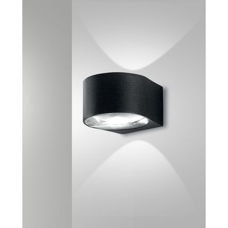 Lao Lampada da Parete Outdoor LED 12W 1080lm 3000K Colore Nero in Alluminio e Vetro Cristallo IP65 Design Moderno ed Elegante