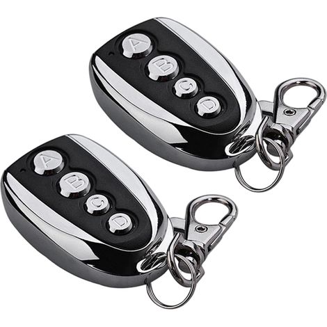 Lot de 2 télécommandes de portail 433, 92 MHz avec voyant LED, duplicateur télécommande 4 boutons avec boucles déverrouillage pour porte garage, portes roulantes