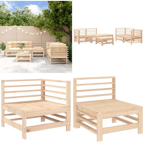 6-tlg. Garten-Lounge-Set Massivholz Kiefer - Holzsofa - Kieferholz (1/5)