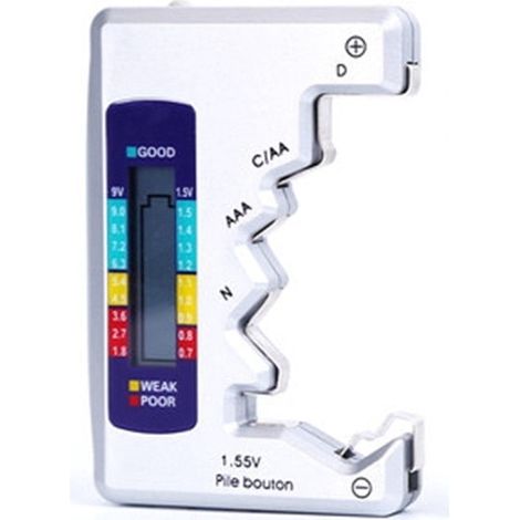Testeur De Piles Numérique - 64 X 14 X 93 Mm - Compatible Piles C AA AAA D N 9V Et Piles Bouton 1 55V - 1 Pièce (1/5)