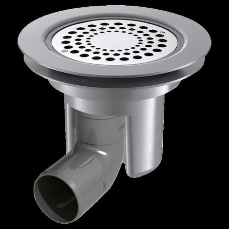 Delabie évacuation pour sol souple, tamis inox Ø114, coude de raccordement horizontal Ø50 mm (1/2)