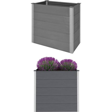 Jardinière, Pot de Fleurs d'extérieur, Lit surélevé de jardin WPC 100x50x91 cm Gris OIB8606E (1/5)