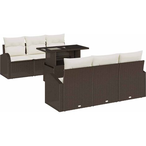 Maison Exclusive - Set Divano da Giardino con cuscino 7 pcs Marrone Poly Rattan