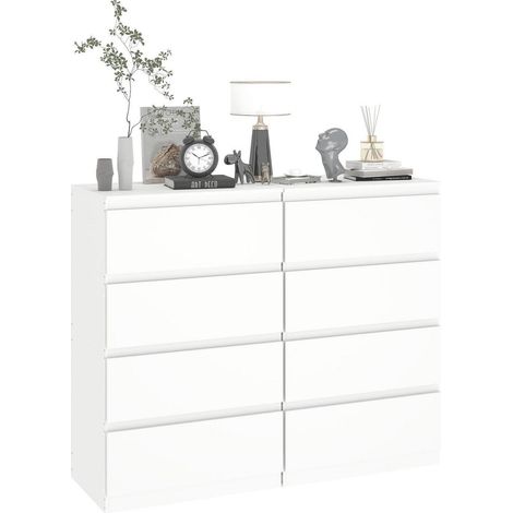 Kommode Weiß 2er-Set mit 4 Schubladen, 60 cm breit (1/5)