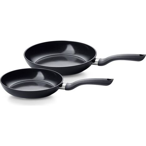 Fissler Set Padelle 2 Pezzi 24 + 28 cm Alluminio Rivestimento Ceramica Ad Induzione Nero