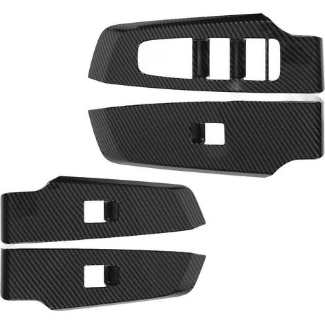 Ensemble de 4 pièces de caches pour boutons de commande de vitres intérieures, aspect fibre de carbone (1/5)