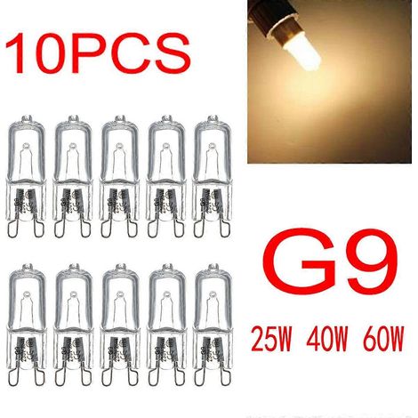Lampe halogène G9, 10 paquets, 220-240V, 25W, 40W, 60W, Varmvit Ljus, éclairage optimal (1/5)