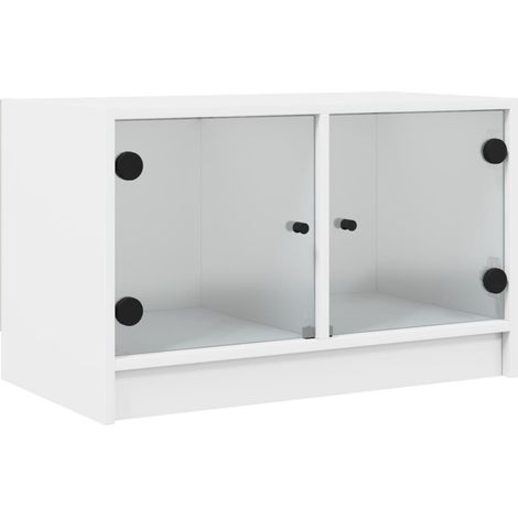 Mobile TV multimediale scaffale per televisione televisore buffet sala da pranzo soggiorno camera da letto con ante in vetro 68 x 37 x 42 cm bianco 020026911